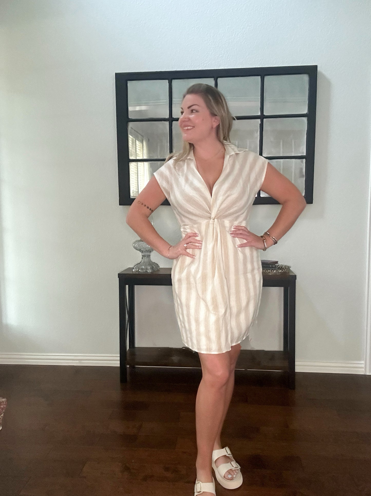 Twisted and Tailored Striped Dress