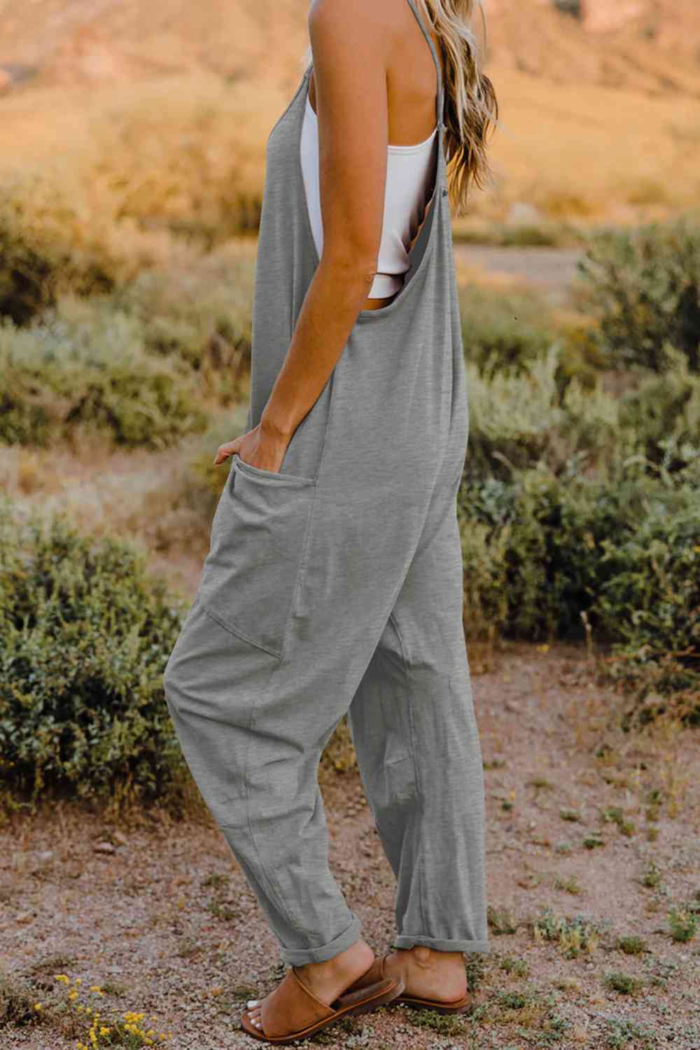 Bette Double Take V-Neck Sleeveless Jumpsuit with Pocket