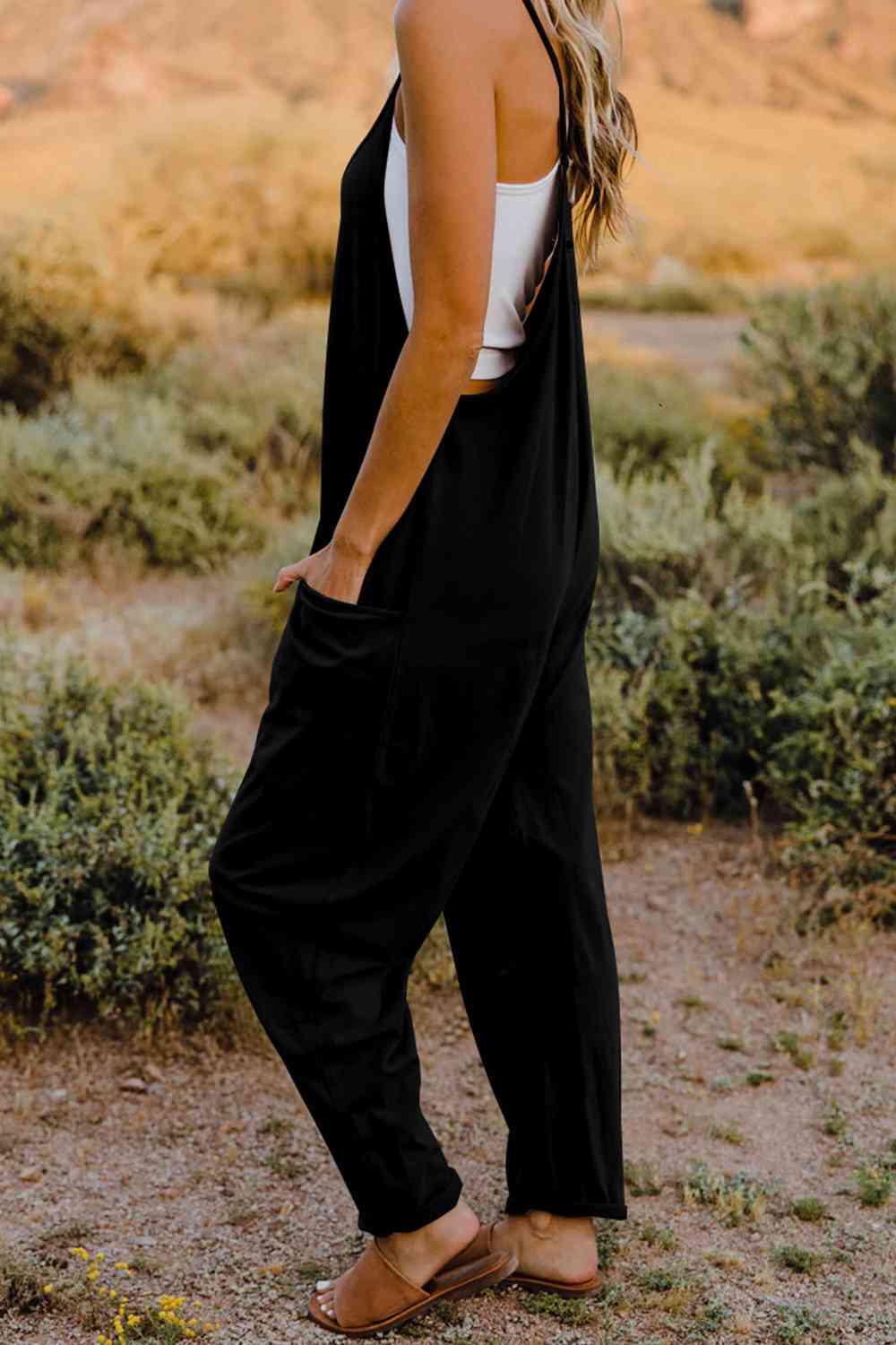 Bette Double Take V-Neck Sleeveless Jumpsuit with Pocket
