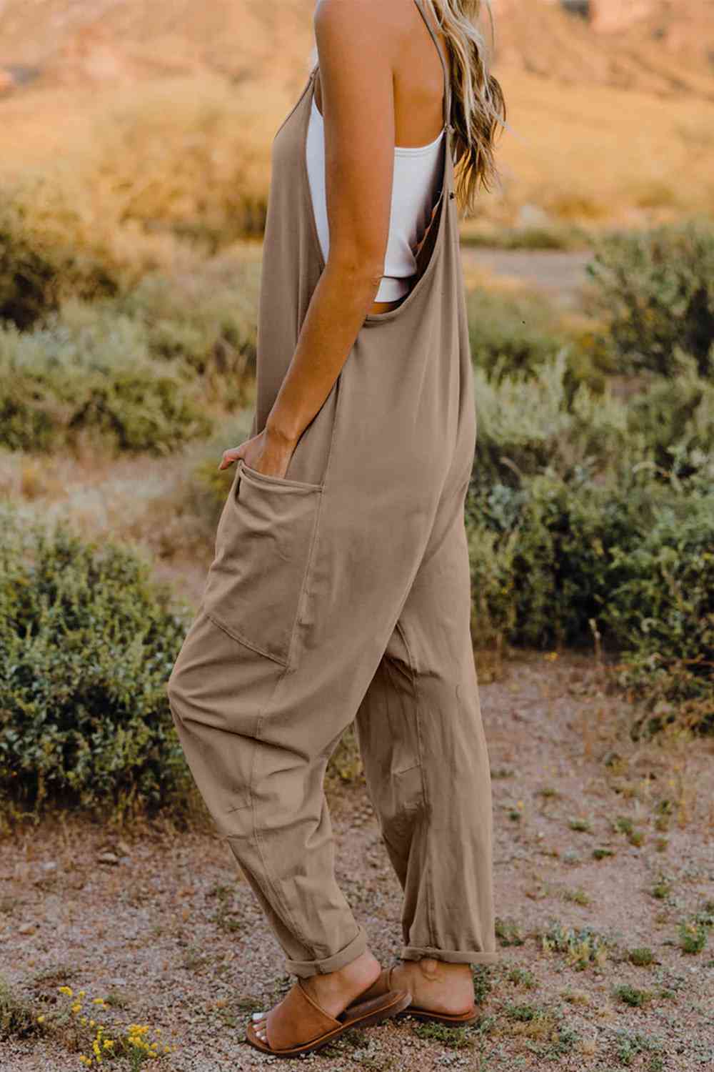 Bette Double Take V-Neck Sleeveless Jumpsuit with Pocket