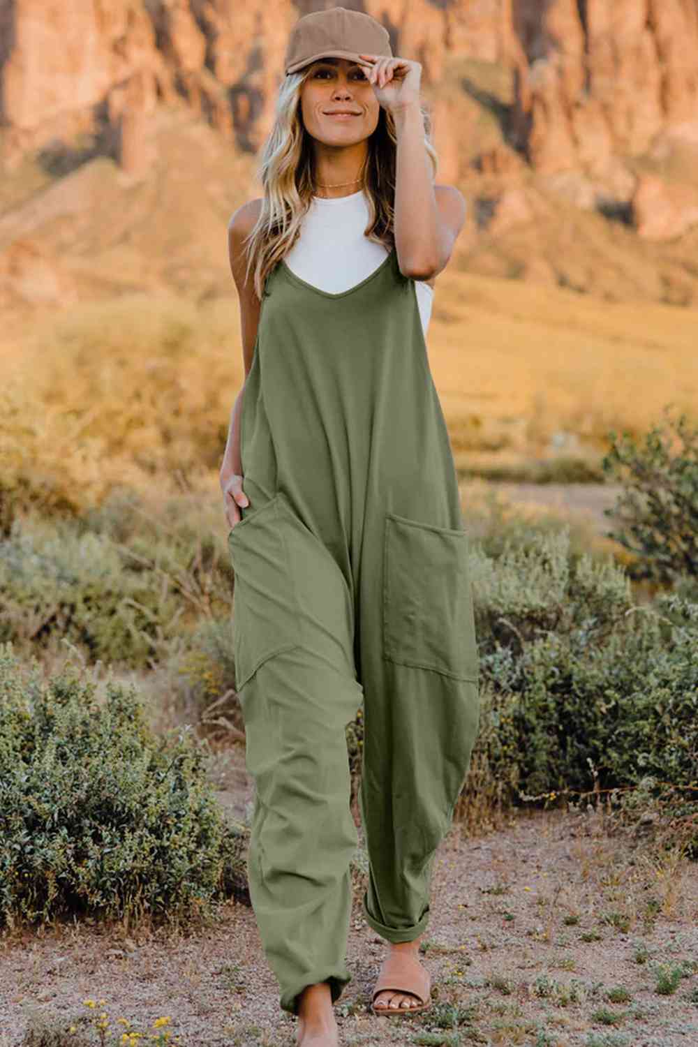 Bette Double Take V-Neck Sleeveless Jumpsuit with Pocket