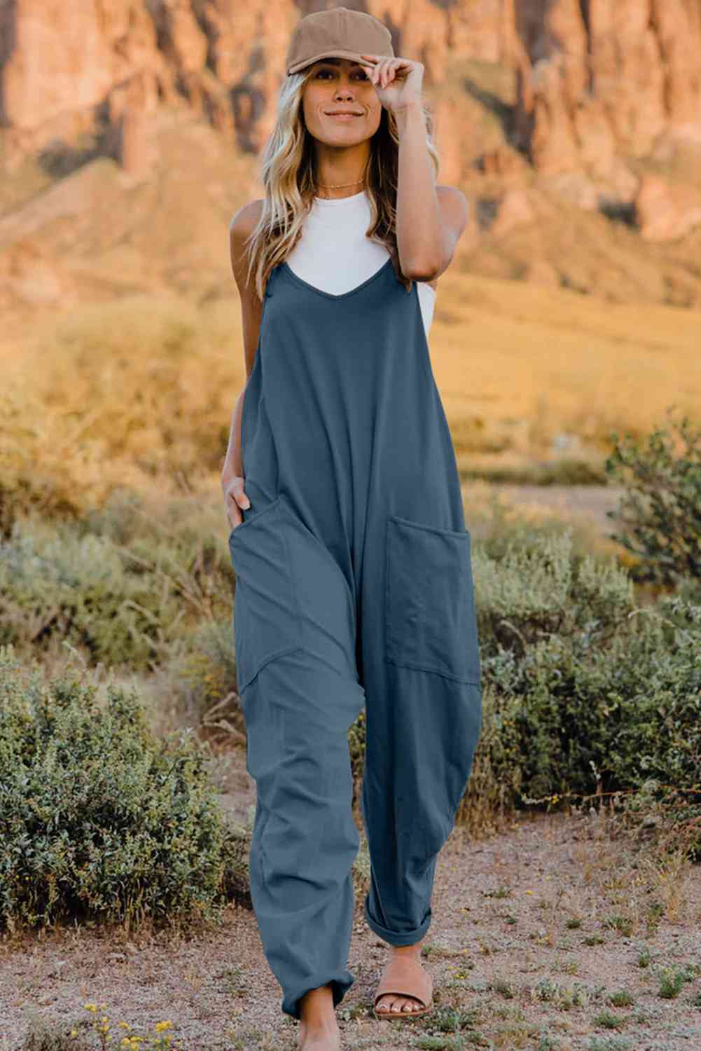 Bette Double Take V-Neck Sleeveless Jumpsuit with Pocket