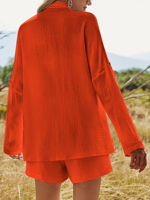 Charlie Texture Button Up Shirt and Shorts Set