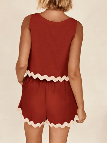 Holly Contrast Trim Sleeveless Top and Shorts Set