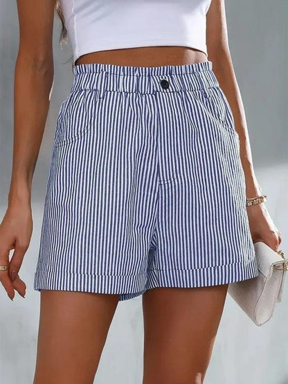 Charlotte High Elastic Waist Striped Shorts