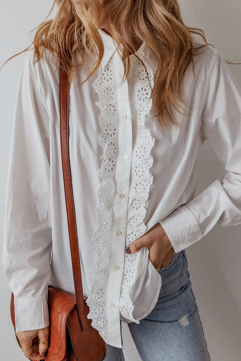 Hadley Eyelet Button Down Long Sleeve Shirt