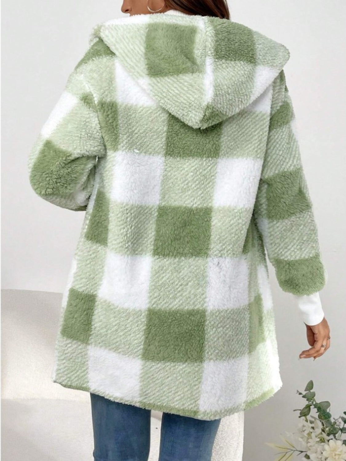 Ellie Plaid Long Sleeve Hooded Coat