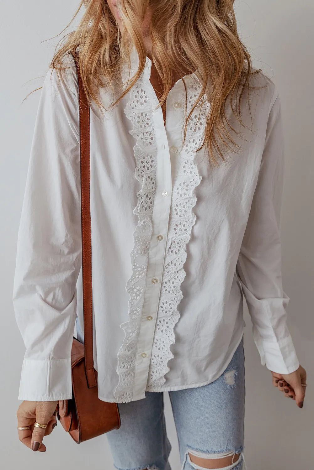 Hadley Eyelet Button Down Long Sleeve Shirt