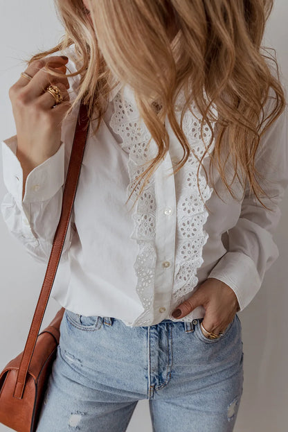 Hadley Eyelet Button Down Long Sleeve Shirt