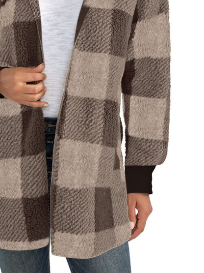 Ellie Plaid Long Sleeve Hooded Coat