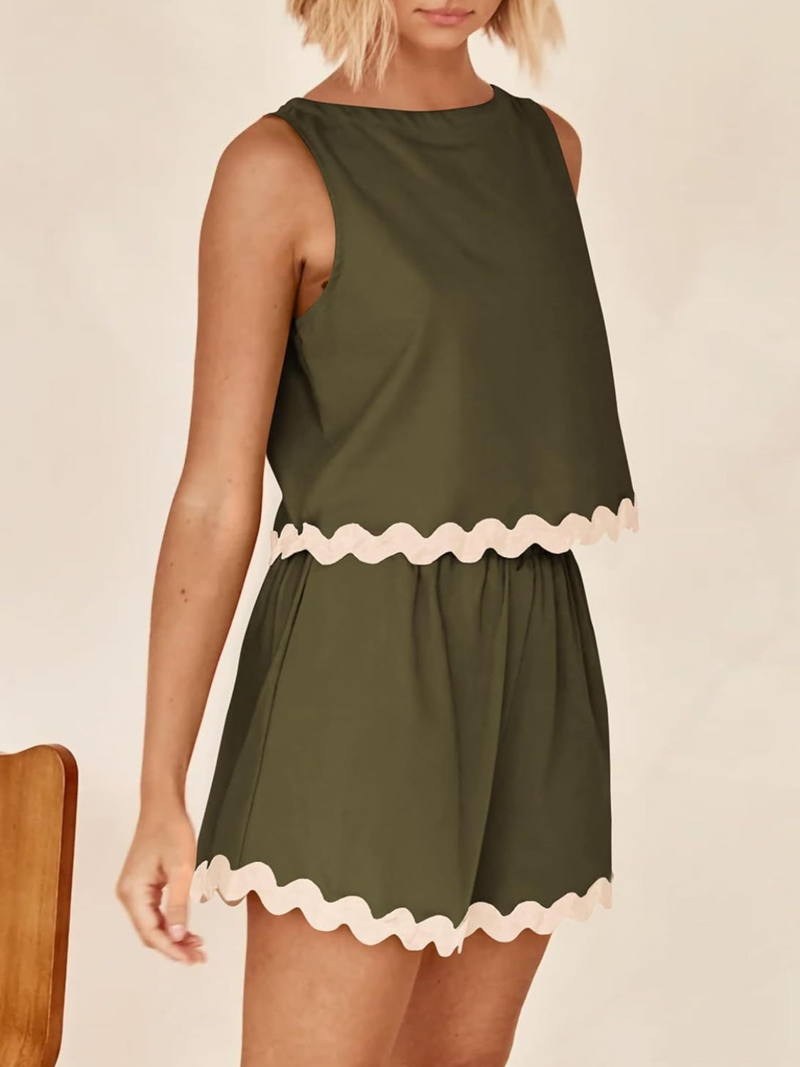 Holly Contrast Trim Sleeveless Top and Shorts Set