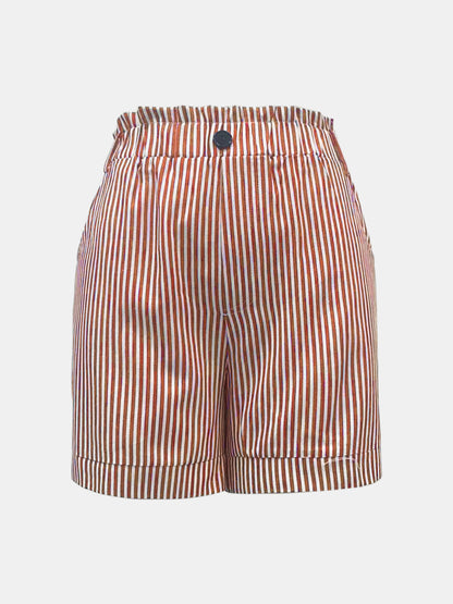 Charlotte High Elastic Waist Striped Shorts