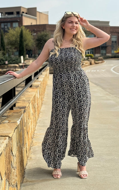 Floral Spaghetti Strap Wide Leg Jumpsuit