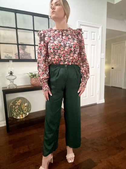 Danni Floral Round Neck Lantern Sleeve Blouse