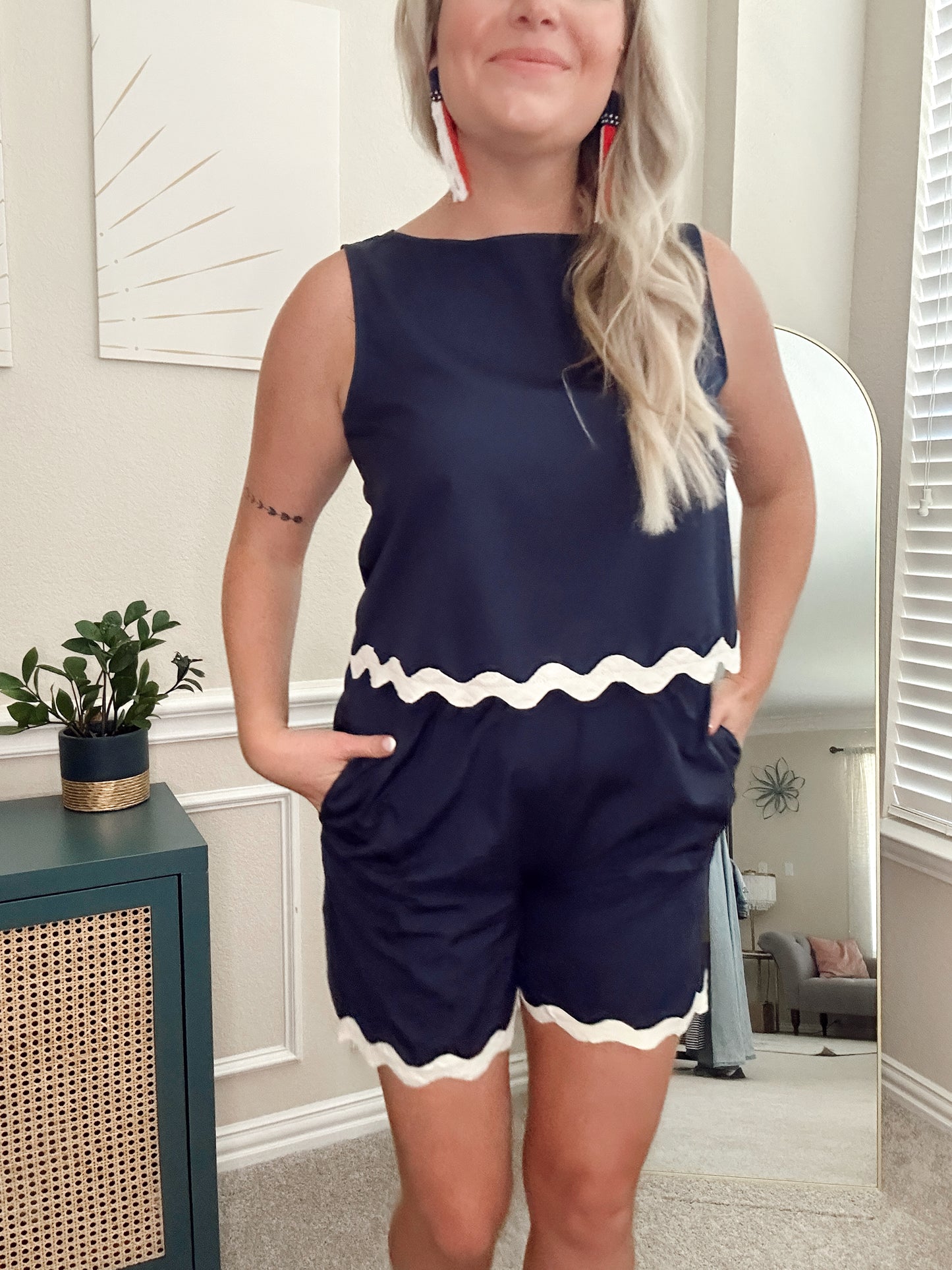 Holly Contrast Trim Sleeveless Top and Shorts Set