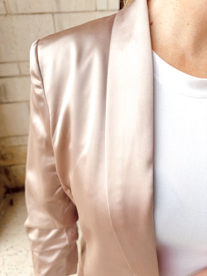 Champagne and Roses Satin Blazer