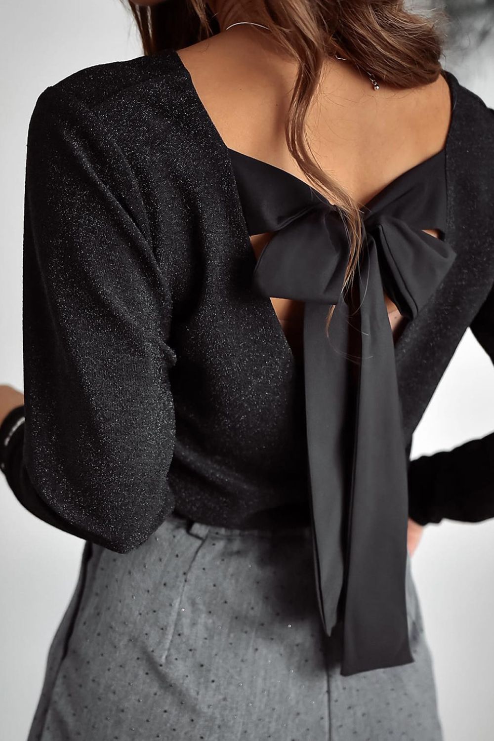 Rudy Bowknot V-Neck Long Sleeve Blouse