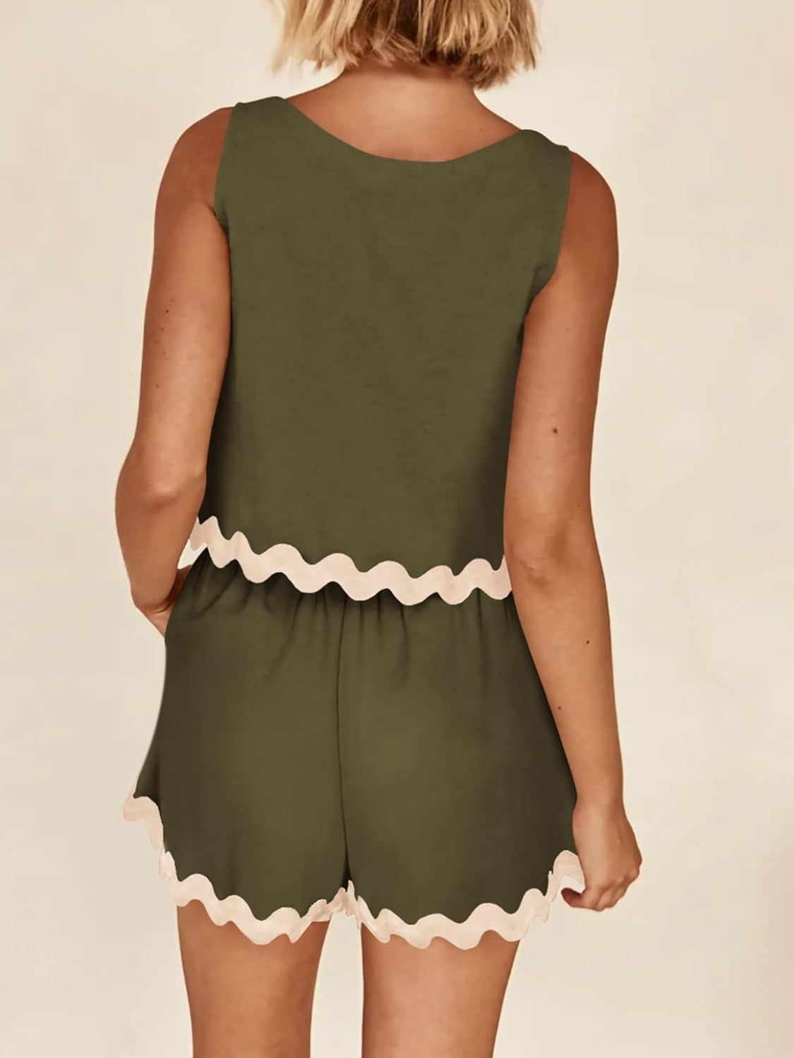 Holly Contrast Trim Sleeveless Top and Shorts Set