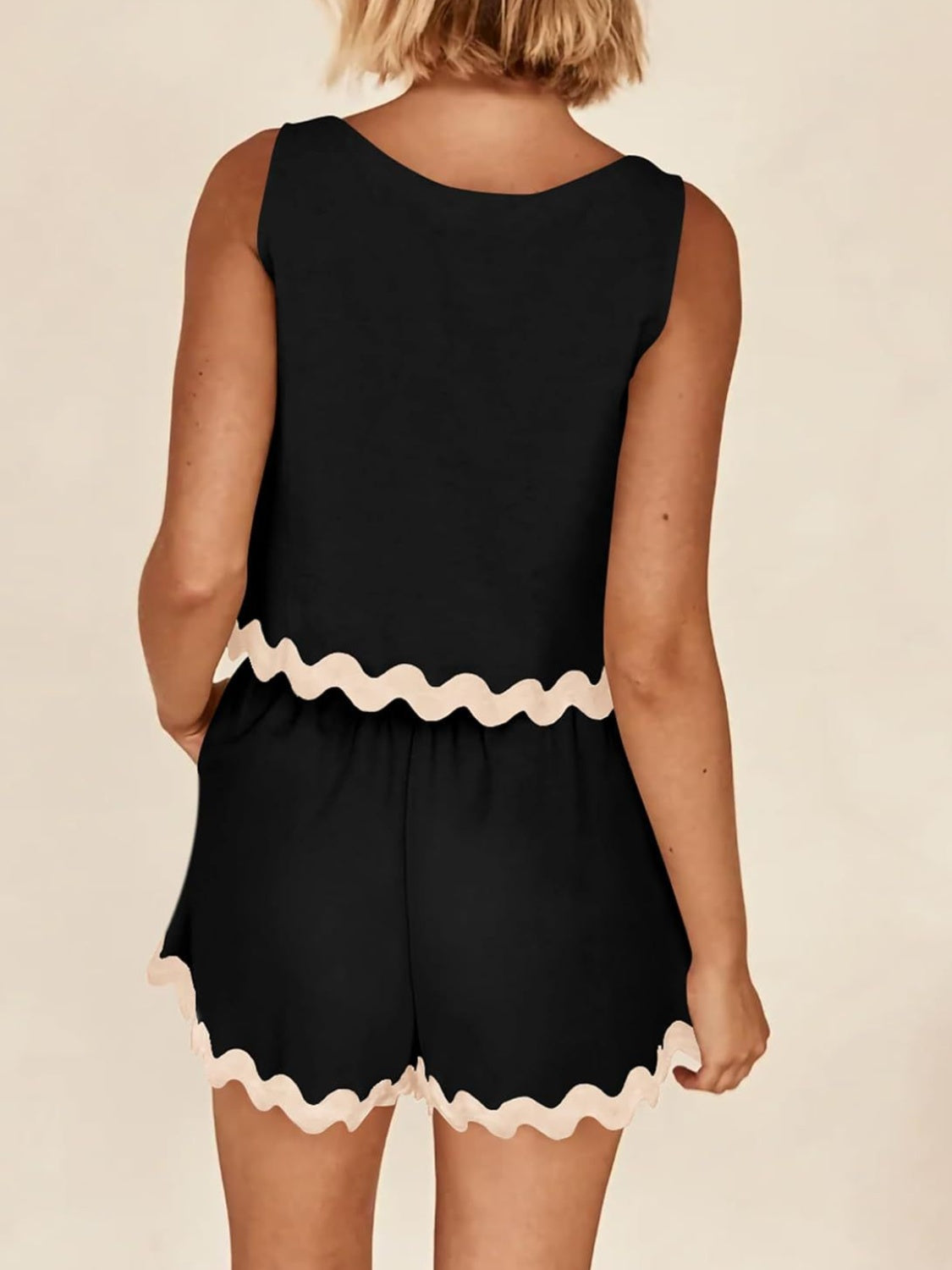 Holly Contrast Trim Sleeveless Top and Shorts Set