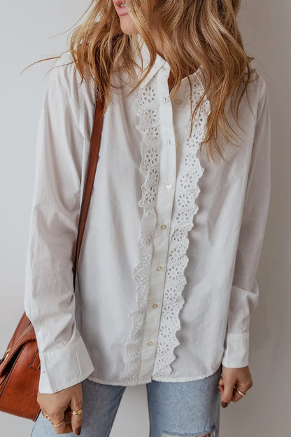 Hadley Eyelet Button Down Long Sleeve Shirt