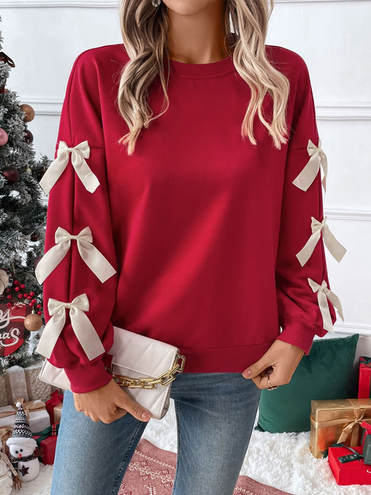 Mary is Bright Bow Round Neck Long Sleeve Sweatshirt