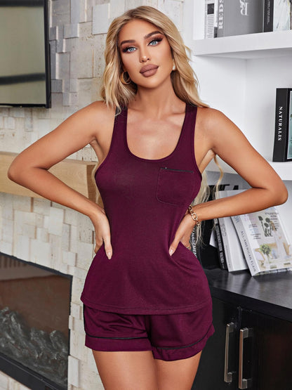 Fitzgerald Scoop Neck Wide Strap Tank and Shorts Lounge Set