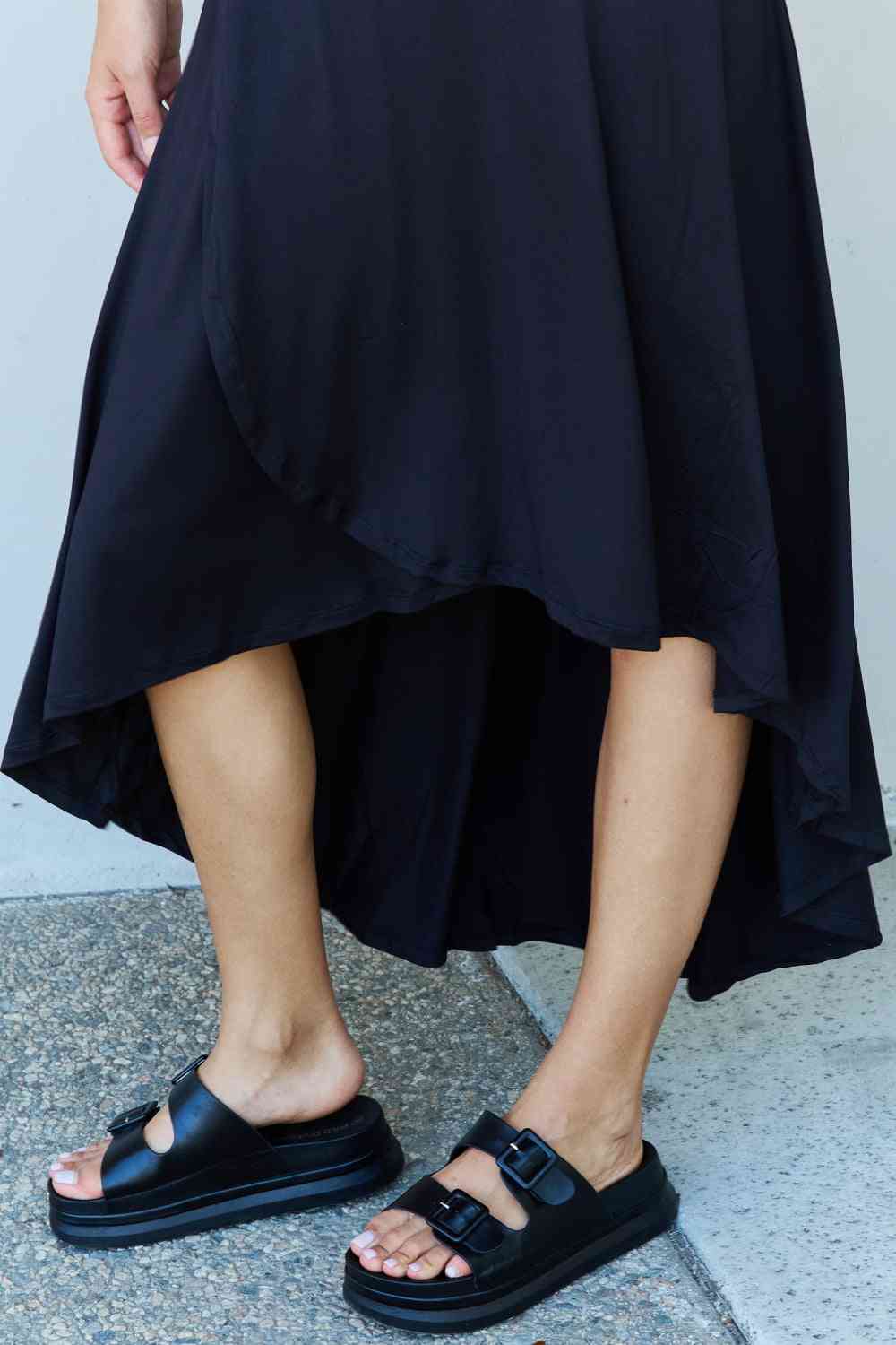 Dalia High Waisted Flare Maxi Skirt in Black