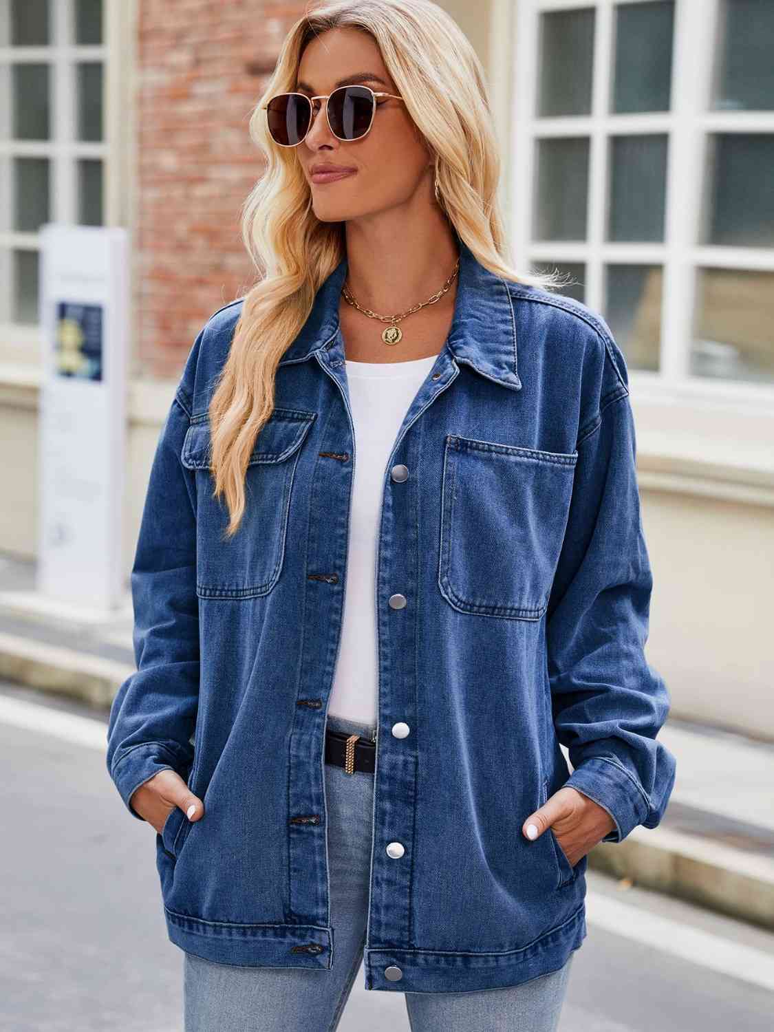 Barbie Button Up Denim Jacket with Pockets