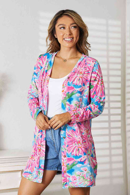 Ariel Floral Open Front Long Sleeve Cardigan