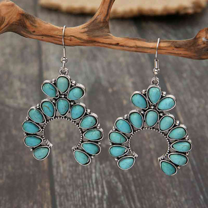 Faux Turquoise Western Drop Earrings