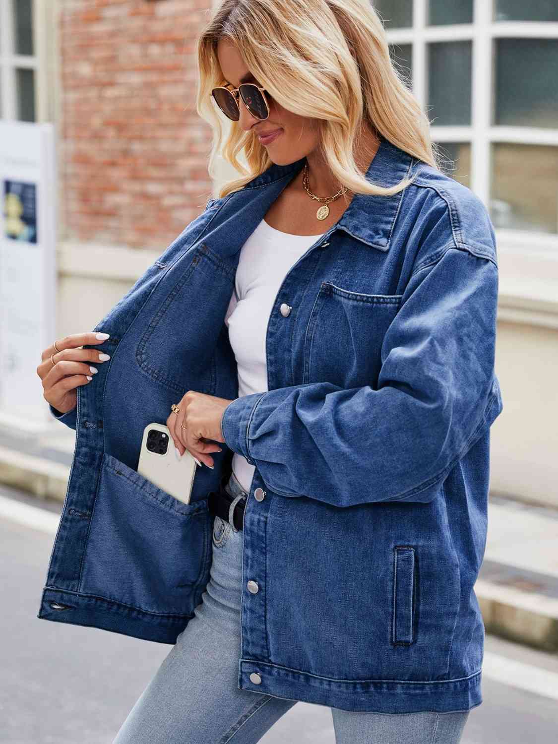 Barbie Button Up Denim Jacket with Pockets