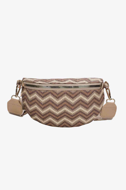 Cali Chevron Straw Sling Bag