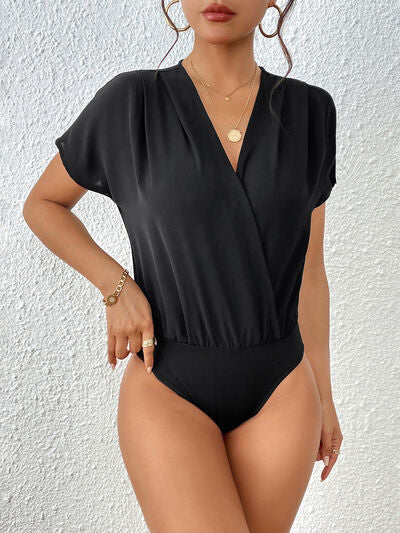 Landry Surplice Short Sleeve Ruched Bodysuit