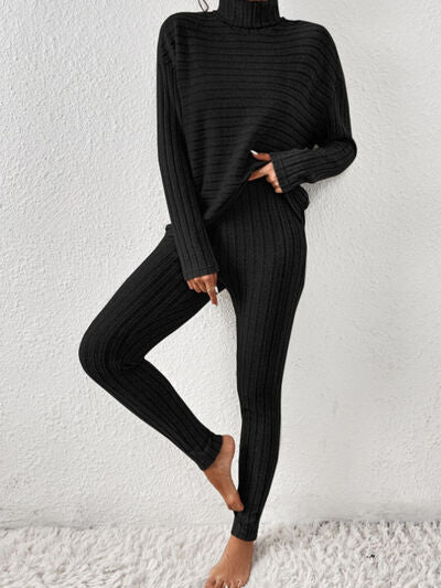 Willow Ribbed Turtleneck Top and Pants Set