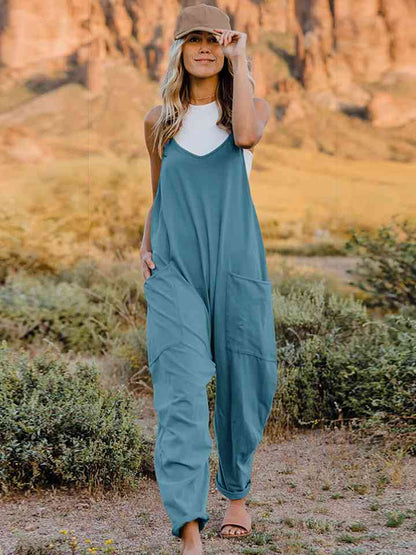 Bette Double Take  V-Neck Sleeveless Jumpsuit with Pocket