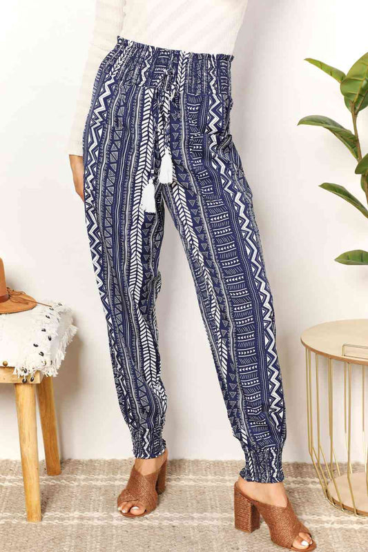 Mary Geometric Print Tassel High-Rise Pants