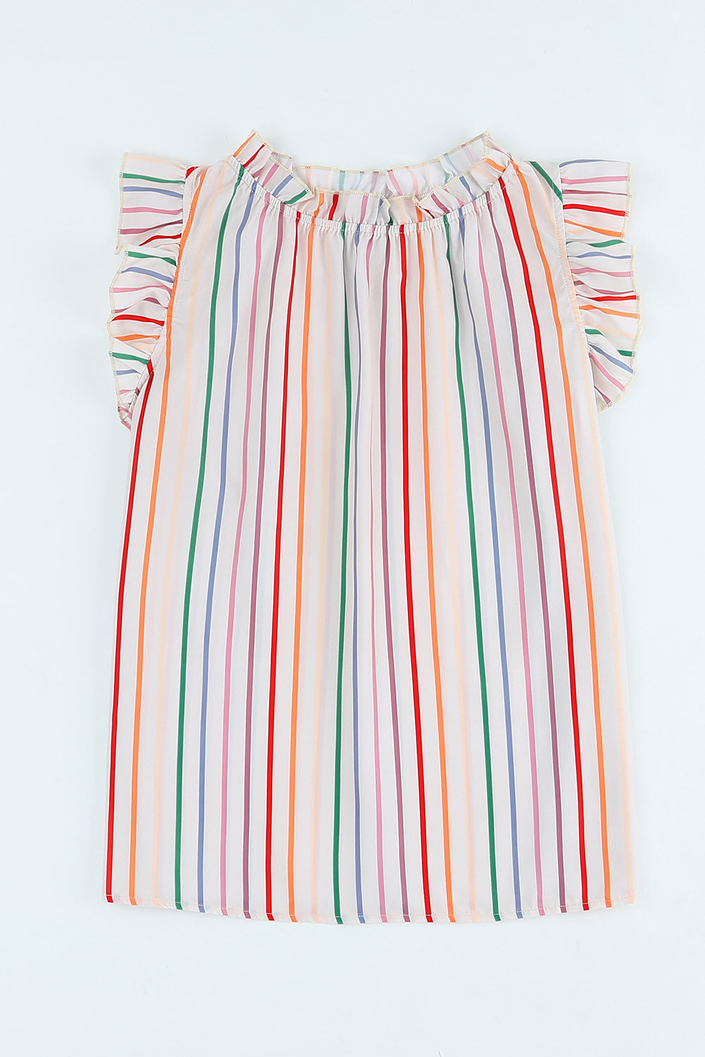 End of The Rainbow Striped Cap Sleeve Blouse