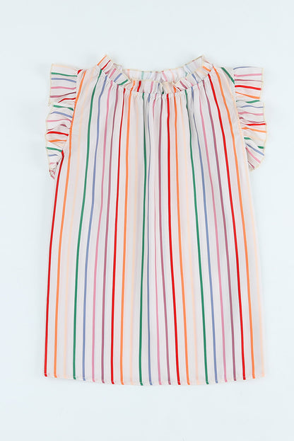 End of The Rainbow Striped Cap Sleeve Blouse