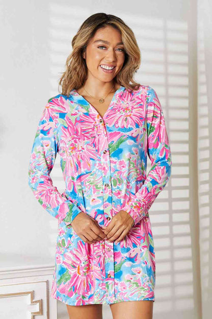 Ariel Floral Open Front Long Sleeve Cardigan