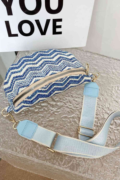 Cali Chevron Straw Sling Bag