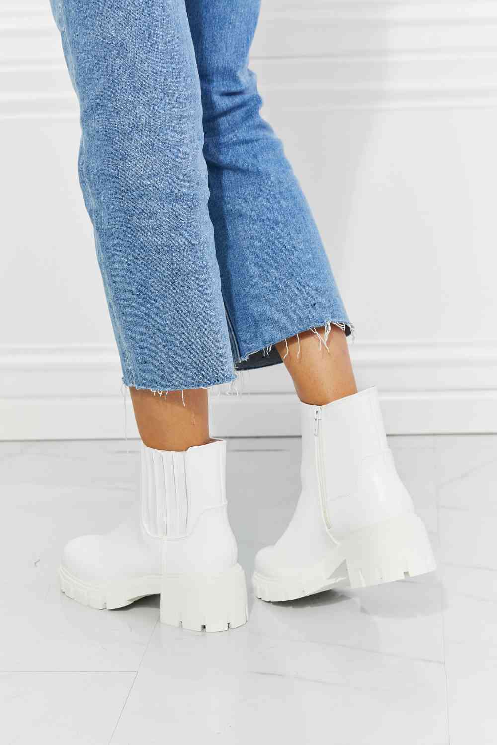 Lug Sole Chelsea Boots in White