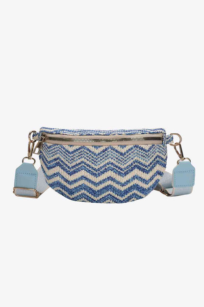 Cali Chevron Straw Sling Bag