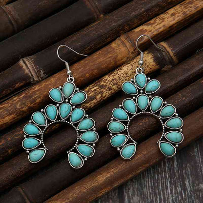 Faux Turquoise Western Drop Earrings