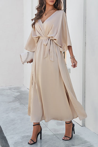 Lorelei Slit Tied V-Neck Three-Quarter Sleeve Dress