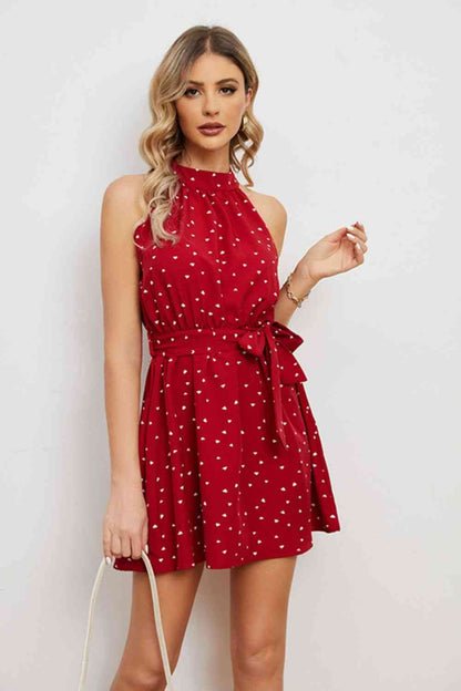 Anna Printed Tie Waist Mini Dress