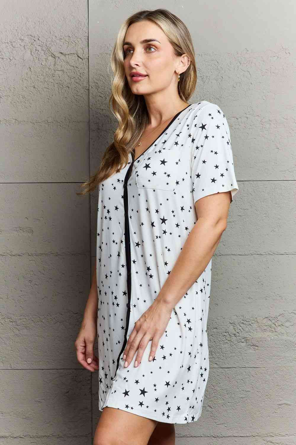 Moon Beam Button Down Sleepwear Dress