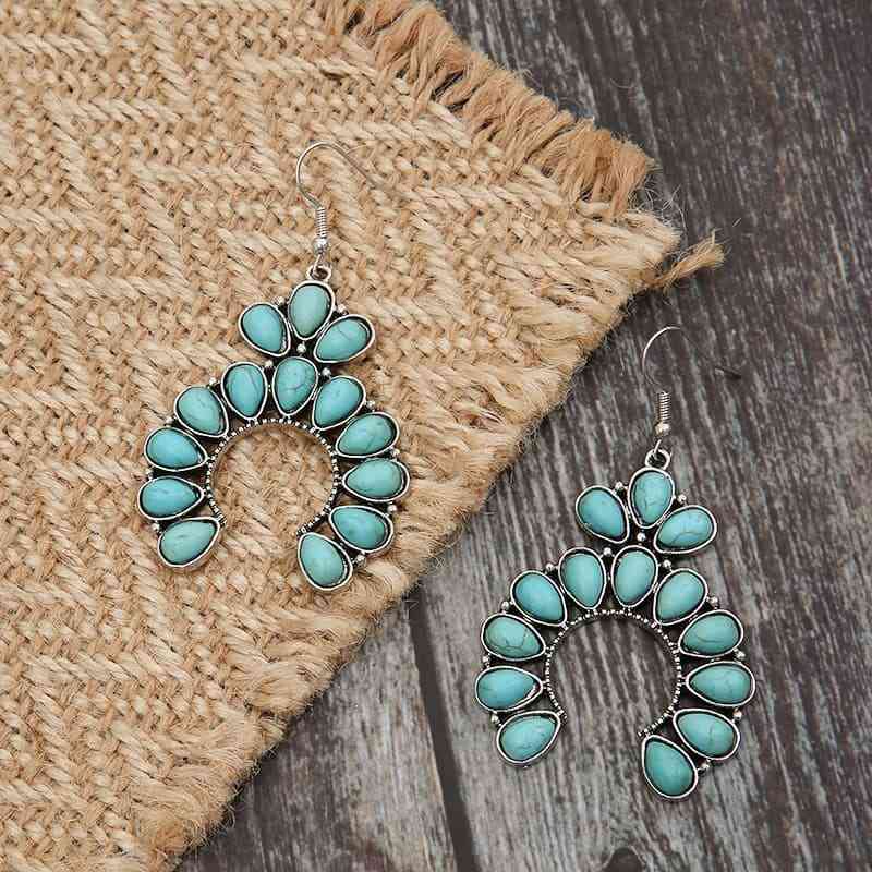 Faux Turquoise Western Drop Earrings