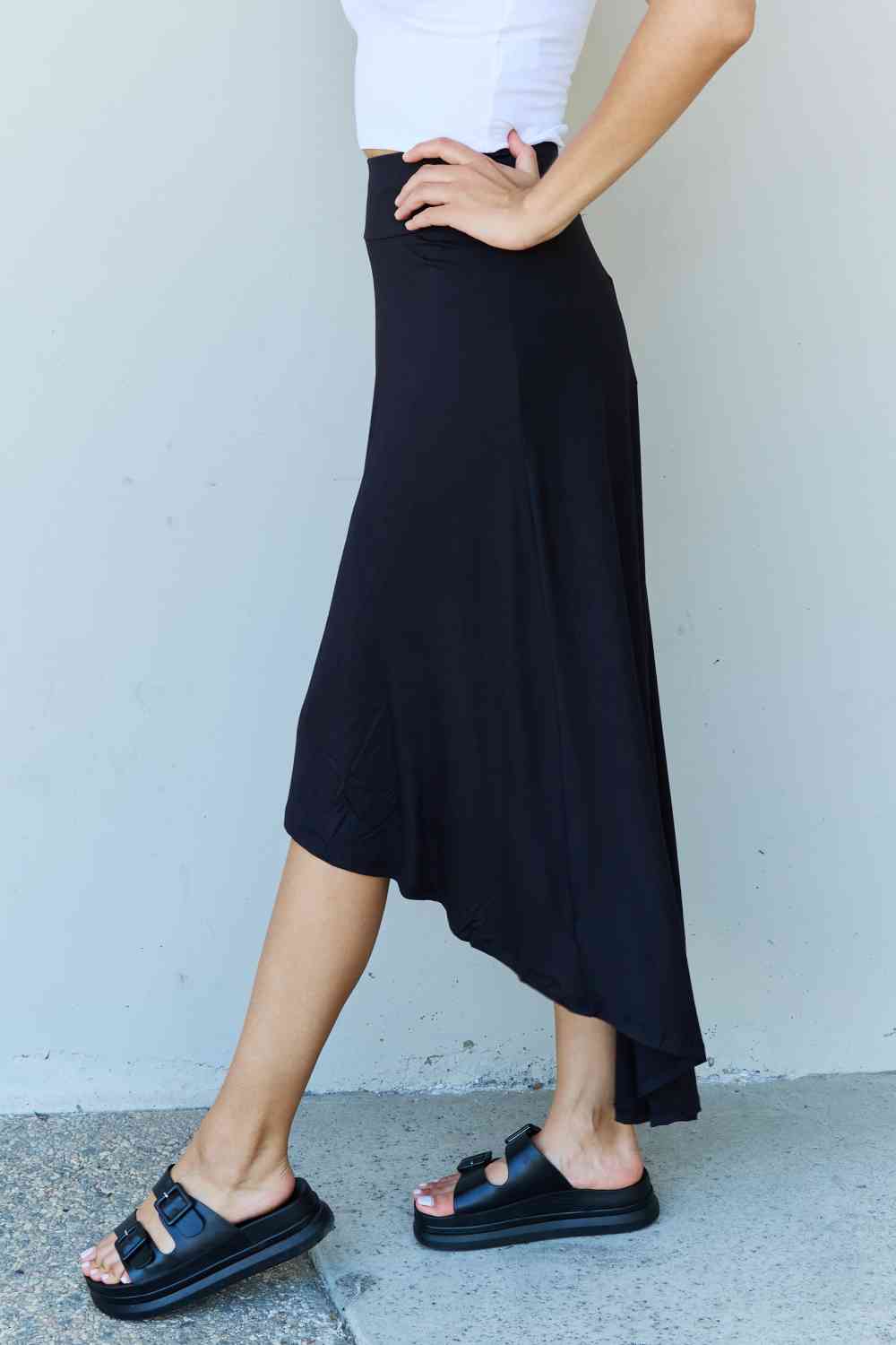 Dalia High Waisted Flare Maxi Skirt in Black