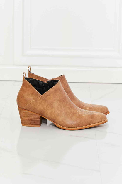 Danny Embroidered Crossover Cowboy Bootie in Caramel