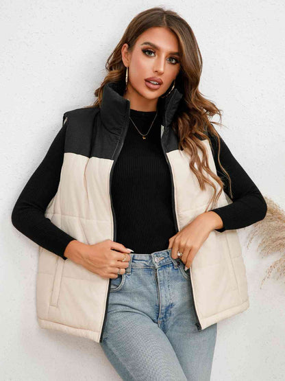 Lainey Two-Tone Zip-Up Vest